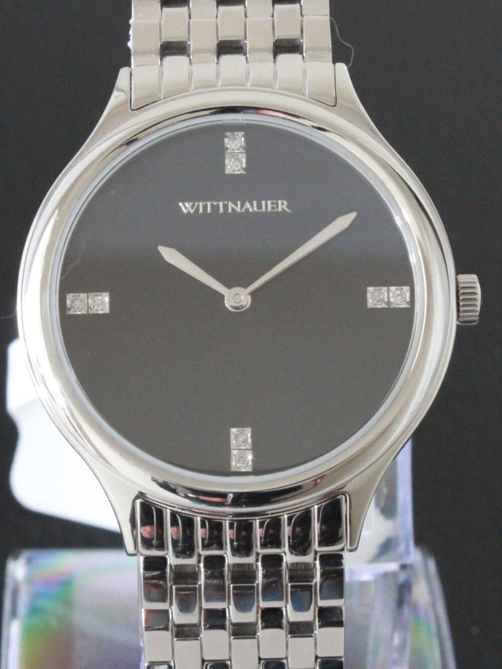 Wittnauer Ladies Quartz Watch 8 Hand Set Diamonds Minimalist Dial 34mm - Picture 6 of 12